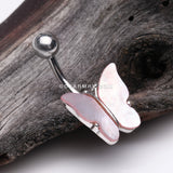 Iridescent Natural Shell Butterfly Belly Button Ring
