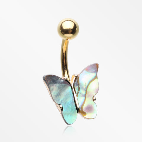 Golden Abalone Natural Shell Butterfly Belly Button Ring