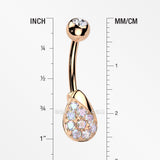 Detail View 1 of Rose Gold Essence Sparkle Dew Droplet Belly Button Ring-Aurora Borealis