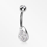 Essence Sparkle Dew Droplet Belly Button Ring-Clear Gem