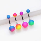 4 Pcs Pack of Duo Tone Rubber Coated Steel Belly Ring Package