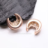 Detail View 1 of A Pair of Rose Gold Royal Filigree Sparkle Saddle Spreader Steel Double Flared Plug