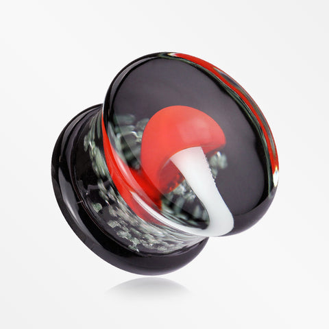 A Pair of Enchanted Red Mushroom Glow in the Dark Double Flared Glass Plug