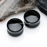 A Pair of Concave Glass Double Flared Plug-Black