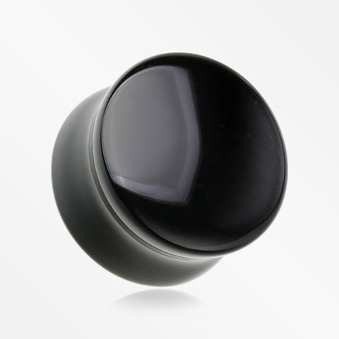 A Pair of Concave Glass Double Flared Plug-Black