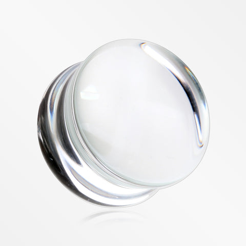 A Pair of Concave Glass Double Flared Plug-Clear
