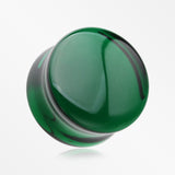A Pair of Concave Glass Double Flared Plug-Green