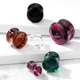 A Pair of Concave Glass Double Flared Plug-Purple