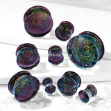 A Pair of Black Galaxy Milky Way Glass Double Flared Plug
