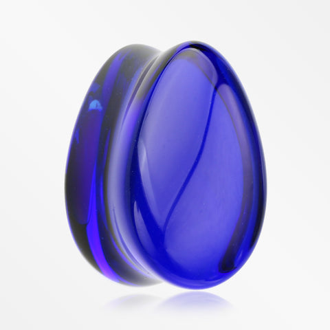 A Pair of Teardrop Glass Double Flared Plug-Blue