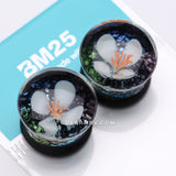 Detail View 3 of A Pair of Mystic Flower Double Flared Glass Plug