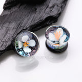 Detail View 1 of A Pair of Mystic Flower Double Flared Glass Plug