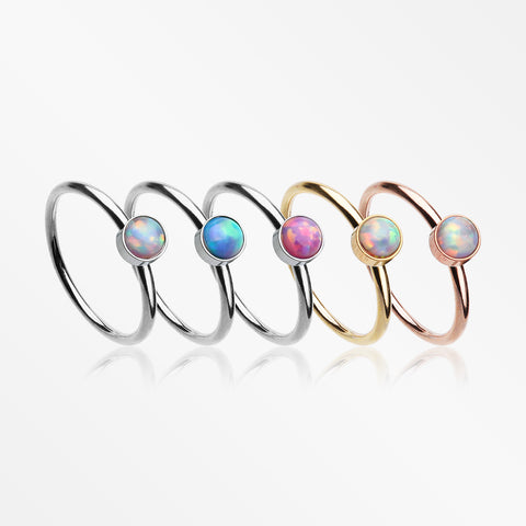 5 Pcs of Assorted Color Fire Opal Sparkle Bezel Set Bendable Hoop Ring Package