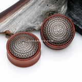 A Pair of Antique Lotus Floral Filigree Decorated Rosewood Double Flared Plug