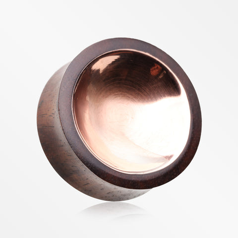 A Pair of Rose Gold Double-Sided Bowl Sono Wood Double Flared Plug