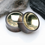 A Pair of Golden Double-Sided Bowl Sono Wood Double Flared Plug