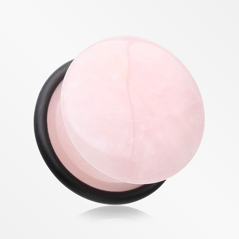 A Pair of Rose Quartz Stone Single Flared Plug with O-Ring