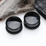 A Pair of Black Agate Stone Single Flared Plug with O-Ring