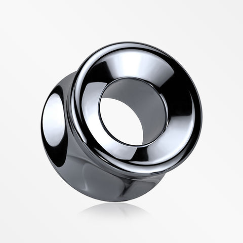 A Pair of Hematite Stone Double Flared Eyelet Tunnel Plug