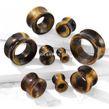 A Pair of Tiger Eye Stone Double Flared Eyelet Plug