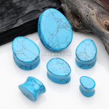 A Pair of Turquoise Stone Teardrop Double Flared Plug
