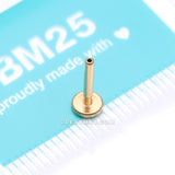 Implant Grade Titanium OneFit™ Threadless Golden 4mm Base Flat Back Stud Labret Bar Part