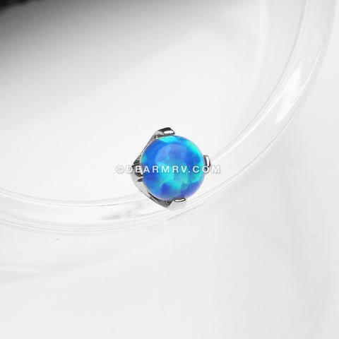 14 Karat White Gold OneFit™ Threadless Prong Set Fire Opal Top Part-Blue Opal