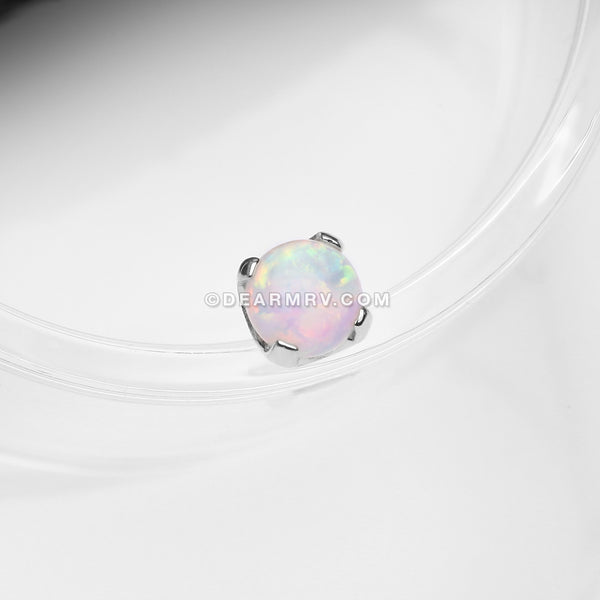 14 Karat White Gold OneFit™ Threadless Prong Set Fire Opal Top Part-White Opal