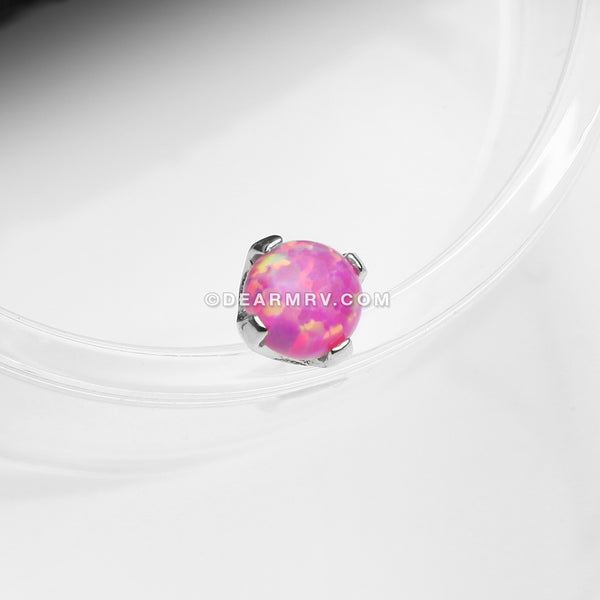 14 Karat White Gold OneFit™ Threadless Prong Set Fire Opal Top Part-Pink Opal