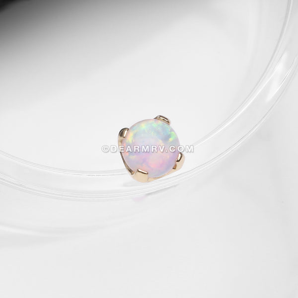 14 Karat Gold OneFit™ Threadless Prong Set Fire Opal Top Part-White Opal