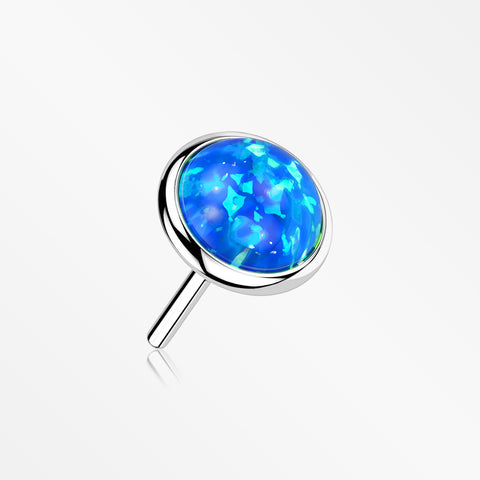 14 Karat White Gold OneFit™ Threadless Bezel Fire Opal Top Part-Blue Opal