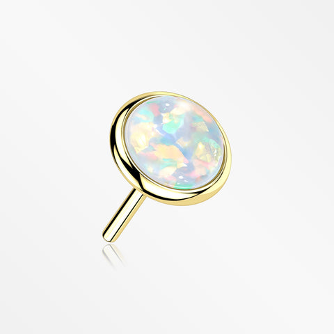 14 Karat Gold OneFit™ Threadless Bezel Fire Opal Top Part-White Opal