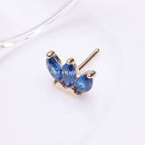 14 Karat Gold OneFit™ Threadless Triple Marquise Sparkle Flower Top Part-Blue
