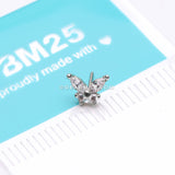 14 Karat White Gold OneFit™ Threadless Dainty Butterfly Sparkle Top Part-Clear Gem