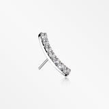 14 Karat White Gold OneFit™ Threadless Brilliant Sparkle Gems Journey Curve Top Part-Clear Gem