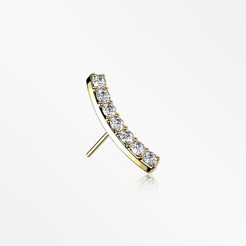 14 Karat Gold OneFit™ Threadless Brilliant Sparkle Gems Journey Curve Top Part-Clear Gem