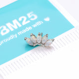 14 Karat White Gold OneFit™ Threadless Brilliant Marquise Fire Opal Flower Top Part-White Opal