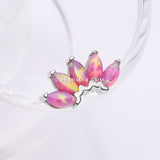 14 Karat White Gold OneFit™ Threadless Brilliant Marquise Fire Opal Flower Top Part-Pink Opal