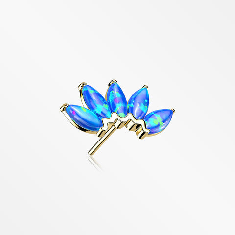 14 Karat Gold OneFit™ Threadless Brilliant Marquise Fire Opal Flower Top Part-Blue Opal