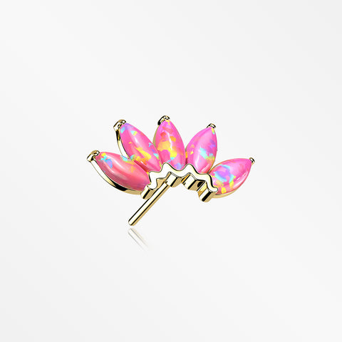 14 Karat Gold OneFit™ Threadless Brilliant Marquise Fire Opal Flower Top Part-Pink Opal