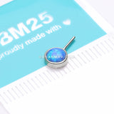 14 Karat White Gold OneFit™ Threadless Bezel Fire Opal Front Facing Part-Blue Opal