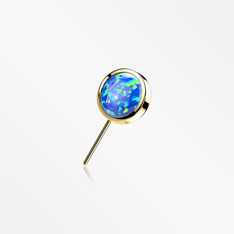 14 Karat Gold OneFit™ Threadless Bezel Fire Opal Front Facing Part-Blue Opal