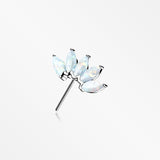 14 Karat White Gold OneFit™ Threadless Brilliant Marquise Fire Opal Flower Front Facing Part-White Opal