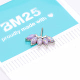 14 Karat White Gold OneFit™ Threadless Brilliant Marquise Fire Opal Flower Front Facing Part-Purple Opal
