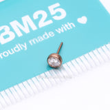 Implant Grade Titanium OneFit™ Threadless Rose Gold Bezel Set Sparkle Gem Top Part-Clear Gem