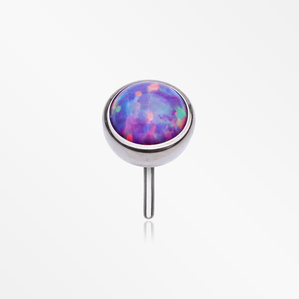 Implant Grade Titanium OneFit™ Threadless Bezel Set Fire Opal Top Part-Purple Opal