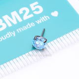 Implant Grade Titanium OneFit™ Threadless Prong Set Sparkle Gem Top Part-Aqua