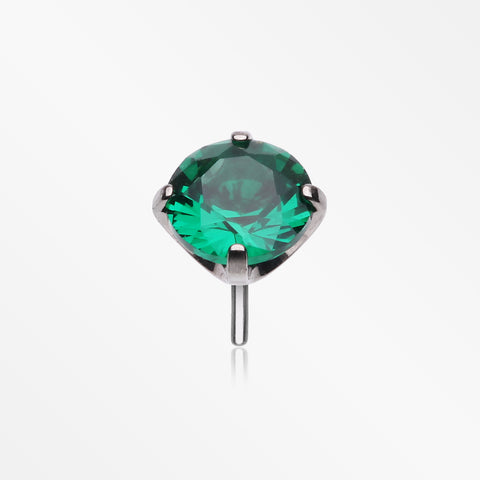 Implant Grade Titanium OneFit™ Threadless Prong Claw Set Sparkle Gem Top Part-Emerald