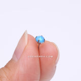 Implant Grade Titanium OneFit™ Threadless Prong Set Fire Opal Top Part-Blue Opal