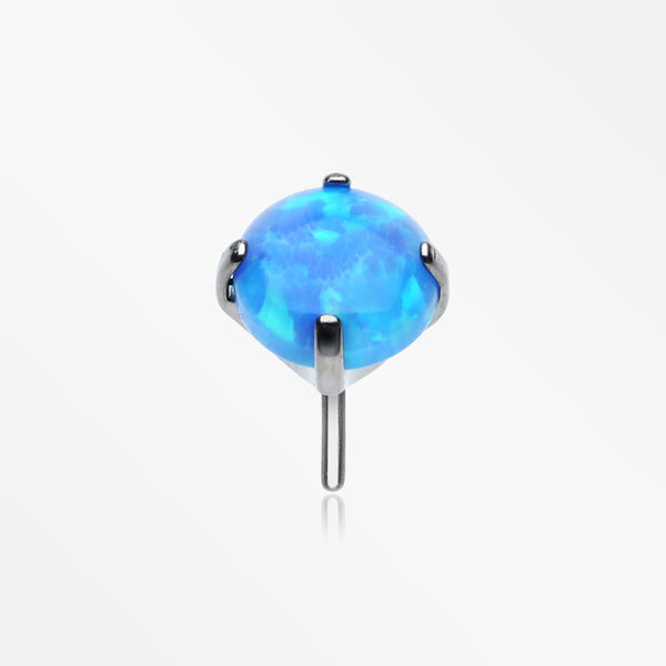 Implant Grade Titanium OneFit™ Threadless Prong Set Fire Opal Top Part-Blue Opal